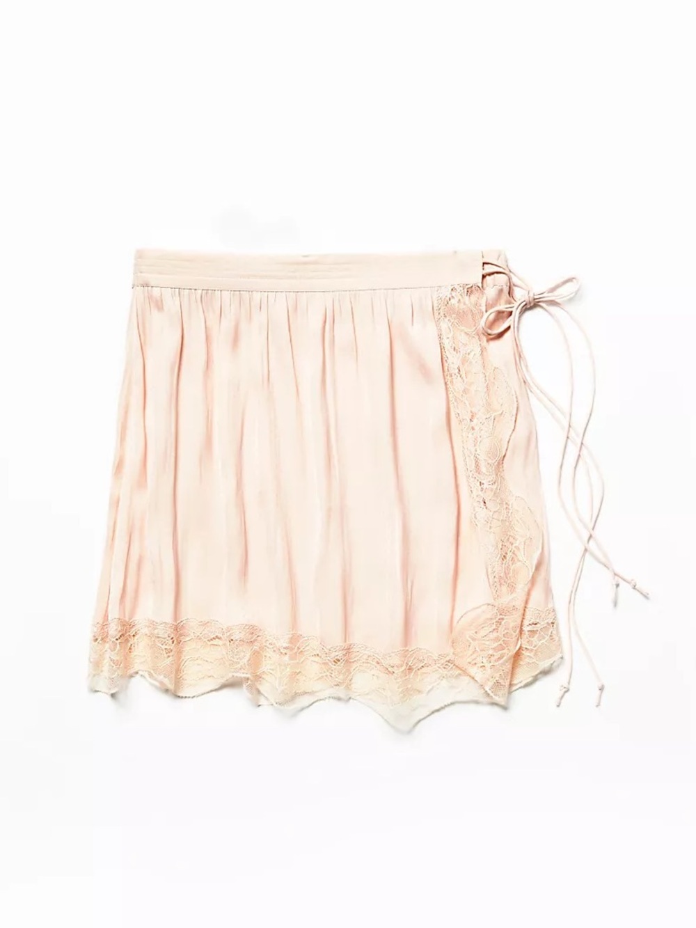 Free People Tied Half Slip Wrap Lace Mini Skirt Pink Polka Dot - Picture 6 of 11